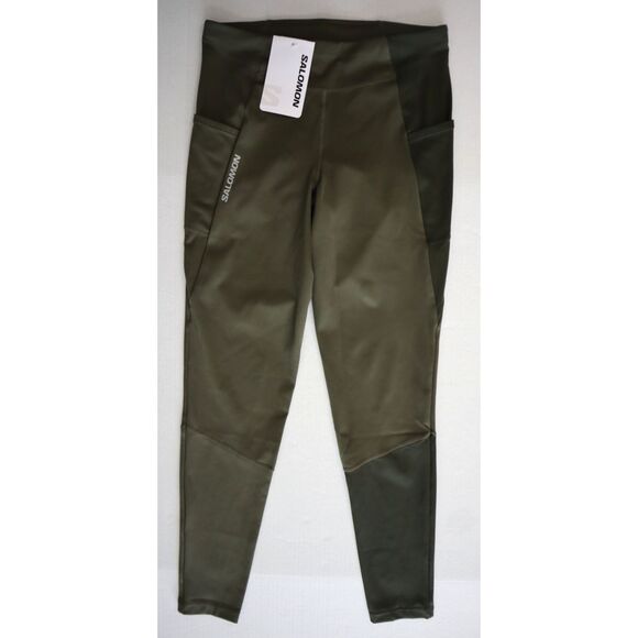 Salomon C20381 Women Sz M Grape Leaf/Forest Night Green Cross Run 28” Tights - Picture 1 of 12